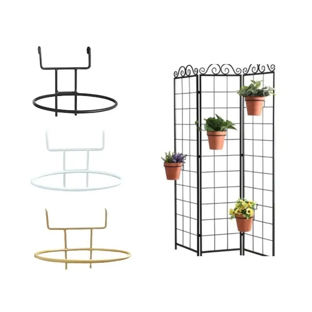Iron Art Material Railing Flower Pot Hanger Space-saving Easy Installation Hanging Basket Holder Sturdy Structure