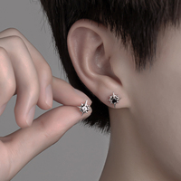 2pcs Trend Hook Paw Star Earrings for Men Personality Black Hip-hop Pair Stainless Steel Stud Earrings Male Women Party Jewelry