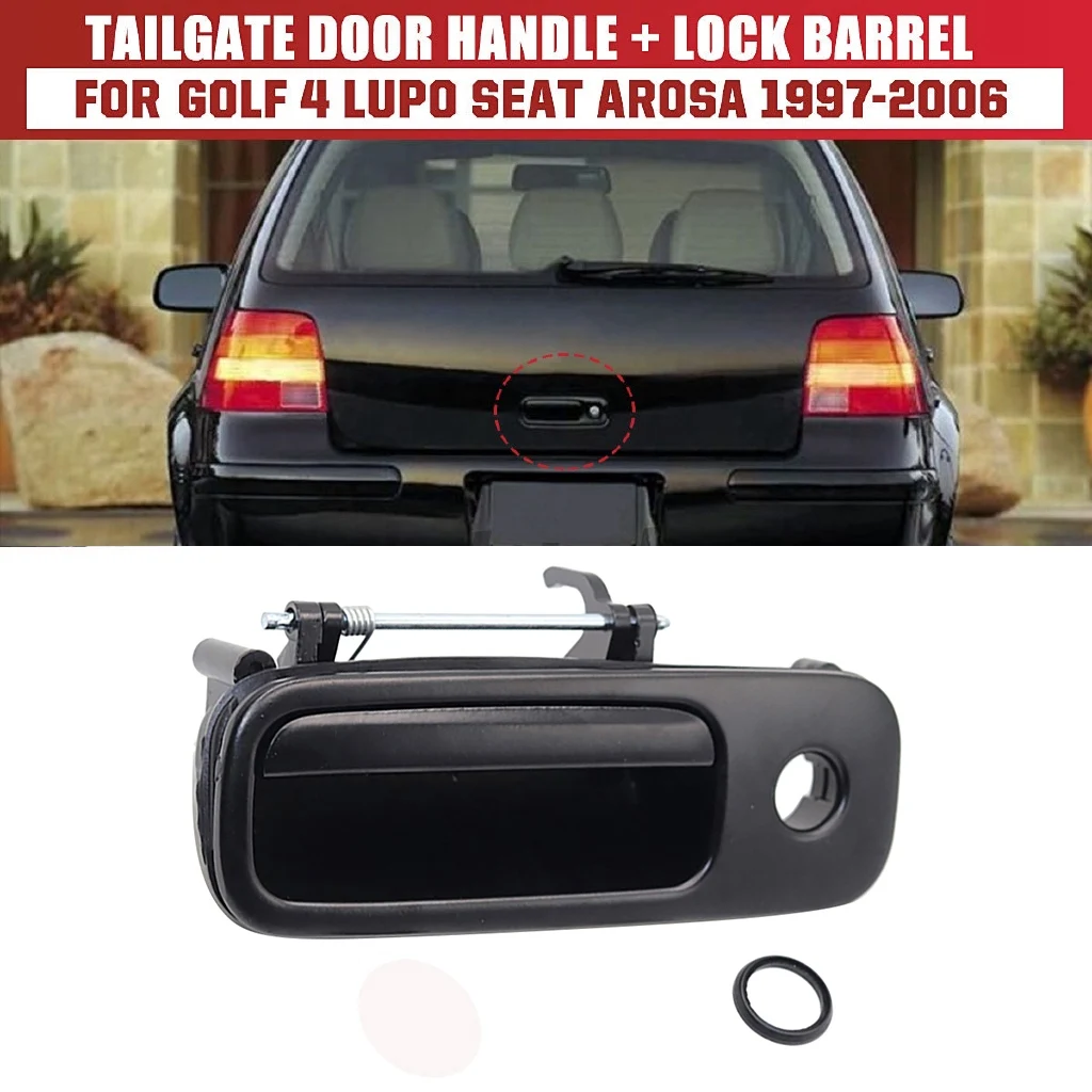 1J6827565B Black Rear Tailgate Boot Luggage Door Lock Handle Exterior Out Trunk Handle for Golf MK4 Polo-MK3