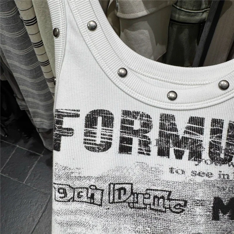 

Summer New fiti Design Letter Small ence Hanging Ne Vest T-irt Women's Sle Commute Korean Version Slim Fit Prin...