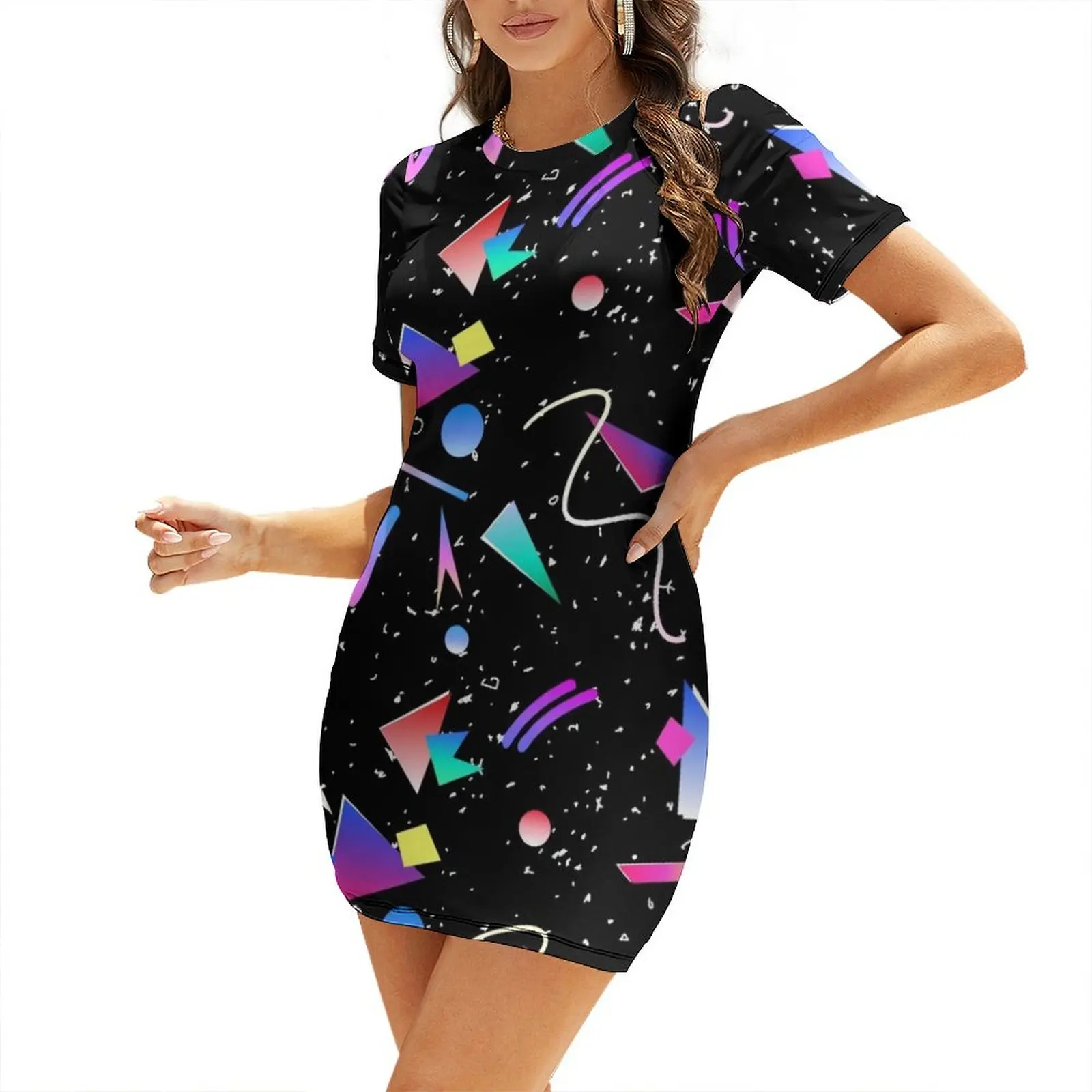 

HELLO MEMPHIS (black) Short Sleeved Dress Women's summer skirt birthday dress for women Dress