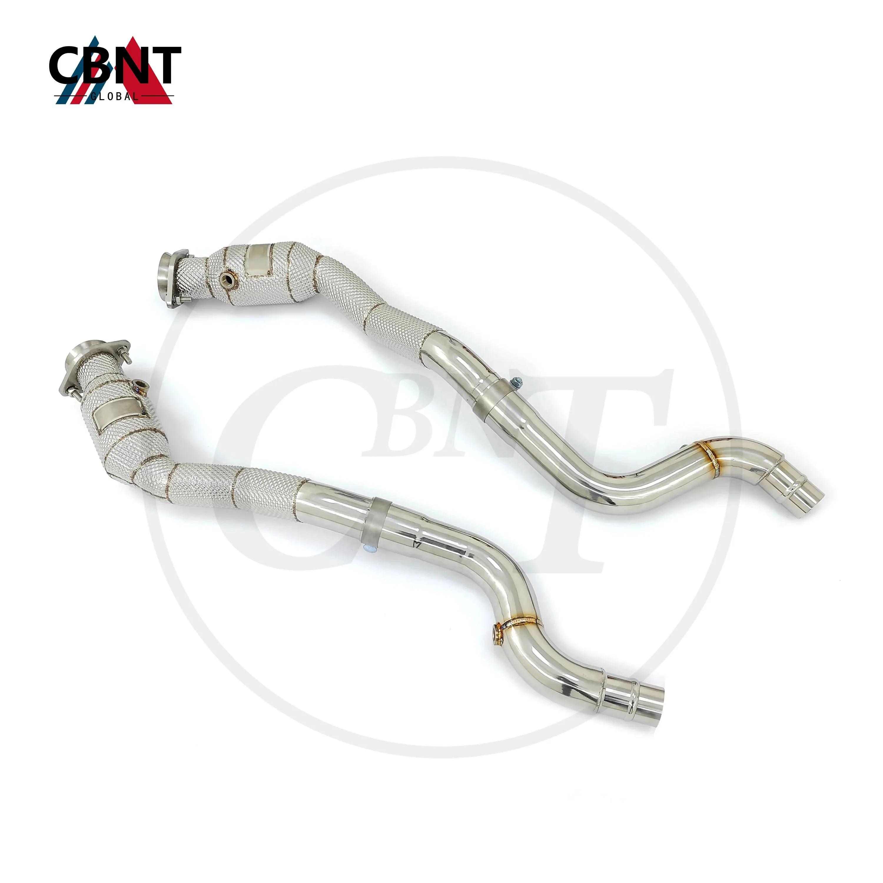 

CBNT Exhaust Pipe for Jaguar F-type F-pace 3.0T Downpipe with Catalytic Converter SS304 Tuning Exhaust Header with Heat Shield