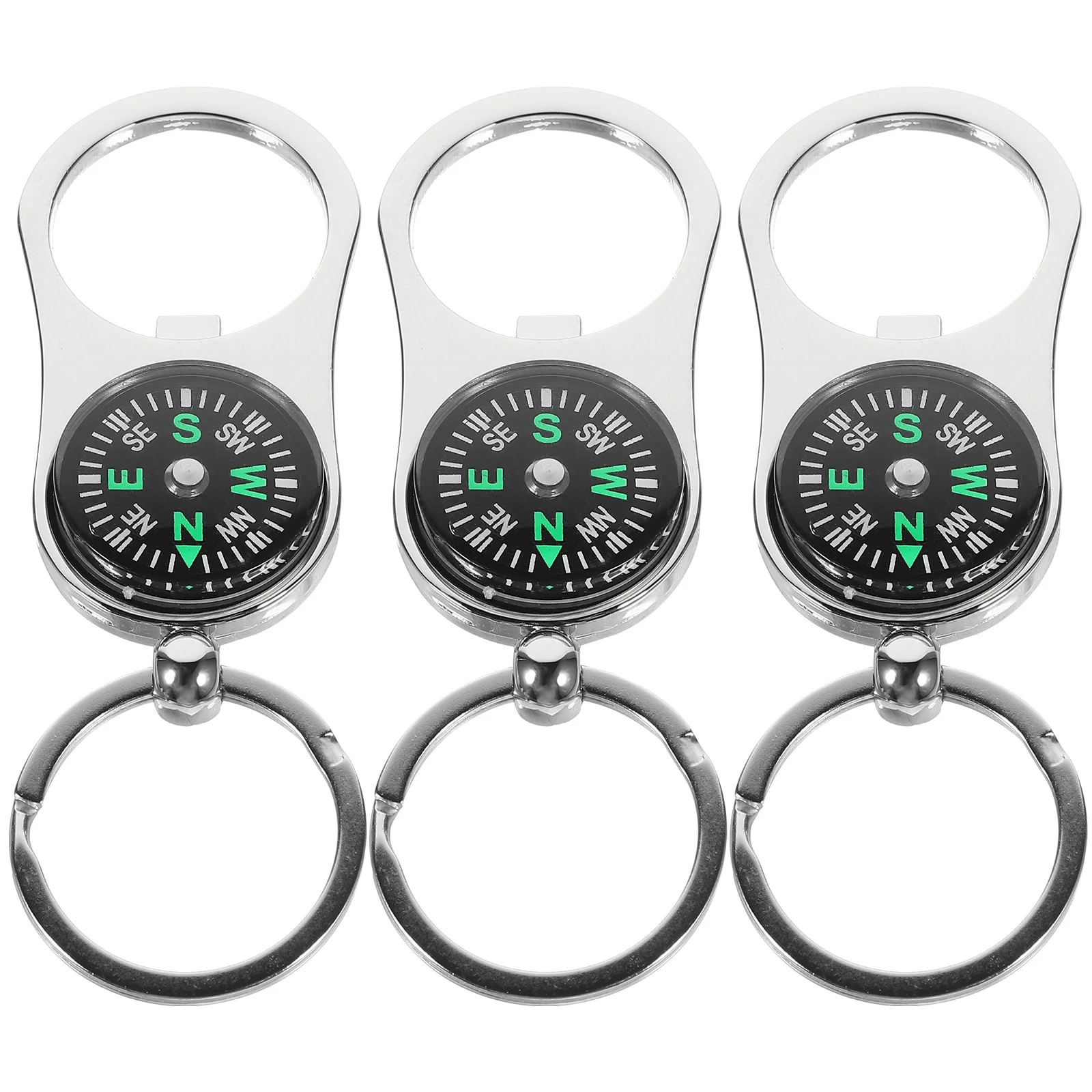 

3pcs Compass Pendant Alloy Keyring Compass Key Ring Small Decoration Outdoor Camping Hiking Key Pendant Gifts Ideas