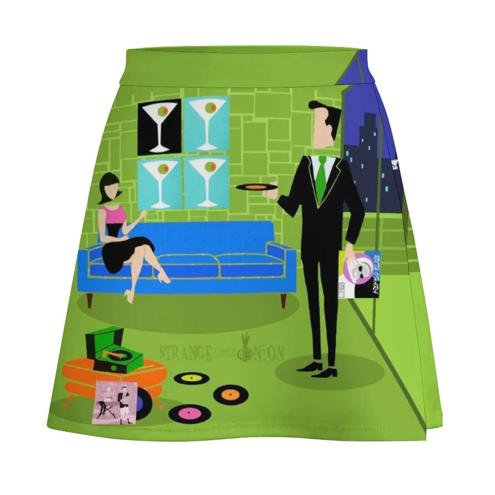 Retro Urban Cartoon Couple Mini Skirt Woman clothing kawaii skirt Mini Skirt