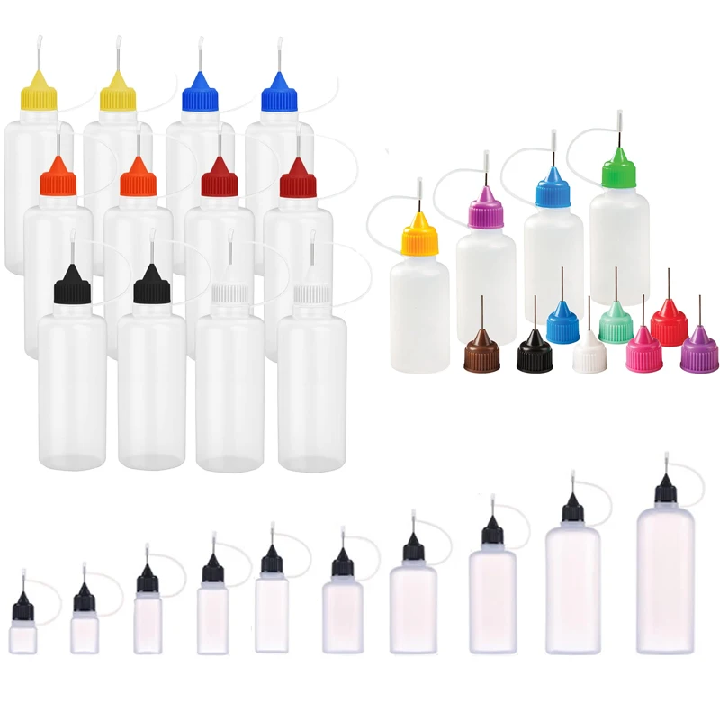 5Pcs 3/5/10/15/20/30/50/100/120ml Mini Resuable Needle Tip Glue Applicator Plastic Bottle for Diy Paper Craft Scrapbooking Tool