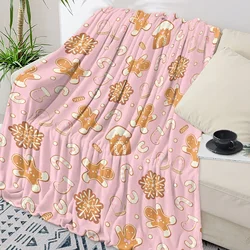 Christmas Gingerbread Man Pink Throw Blanket Christmas Blanket Soft Plush Warm Sofa Throw Blanket Holiday Gifts