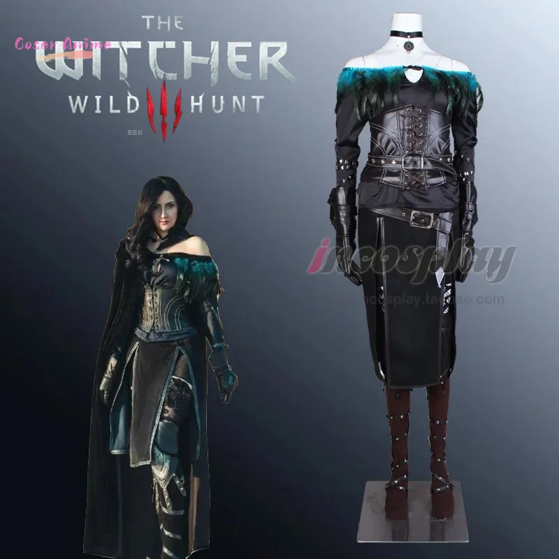 Witcher 3 Wild Hunt Cosplay Yennefer of Vengerberg زي عباءة المئزر قفازات حزام الخصر مجموعة كاملة زي حفلة الهالوين للنساء