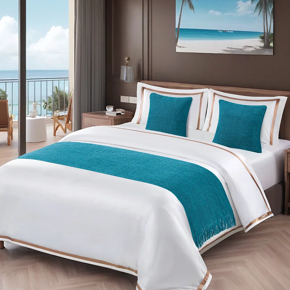 High-end Knitted Bed Flags Bed End Towels for Hotels Homestays Internet-famous Bed Cover Scarves Blanket Solid-color
