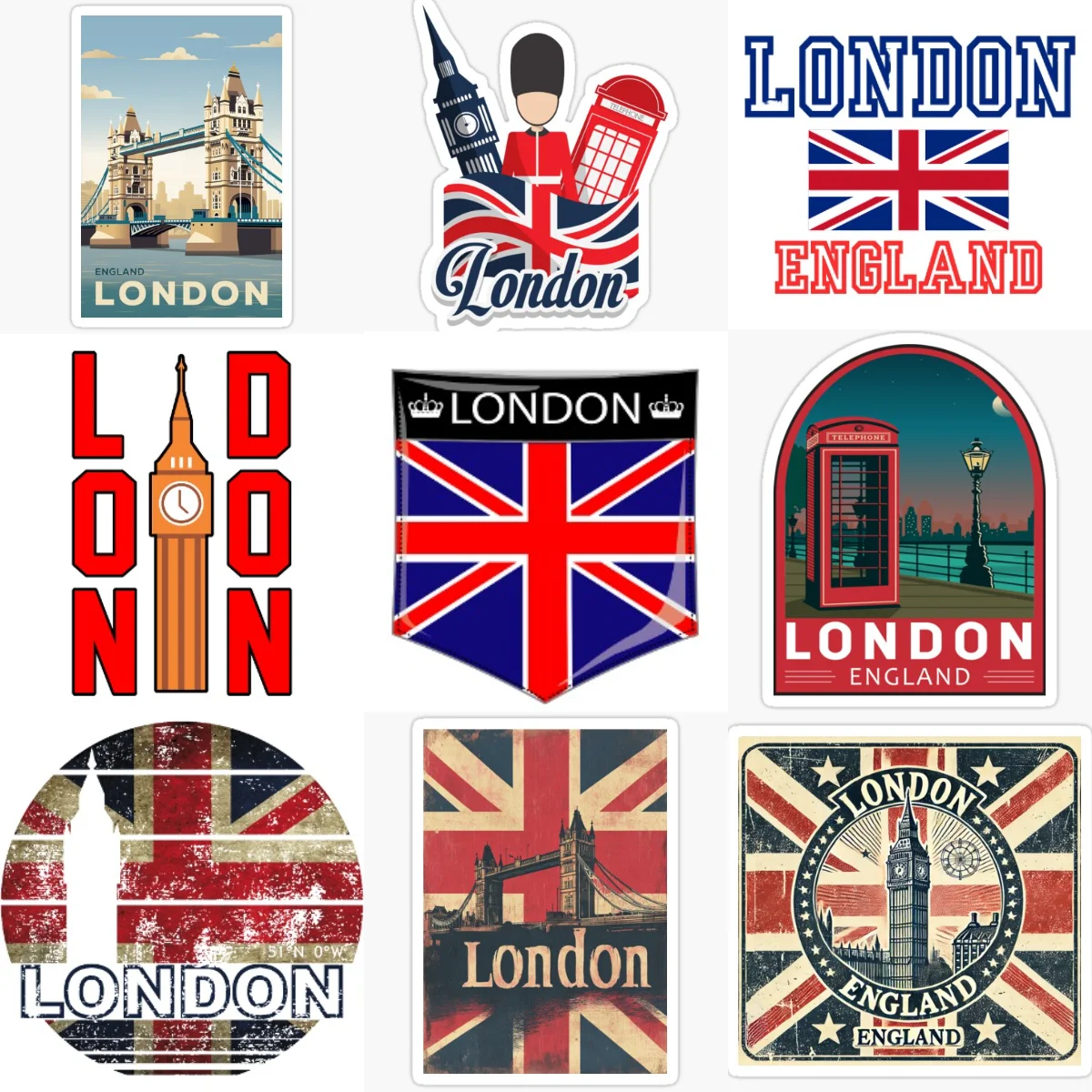 

London England Flag Big Ben Emblem Creative Waterproof Car Stickers for Car Van Helmet Window Wall Decoration Accessories