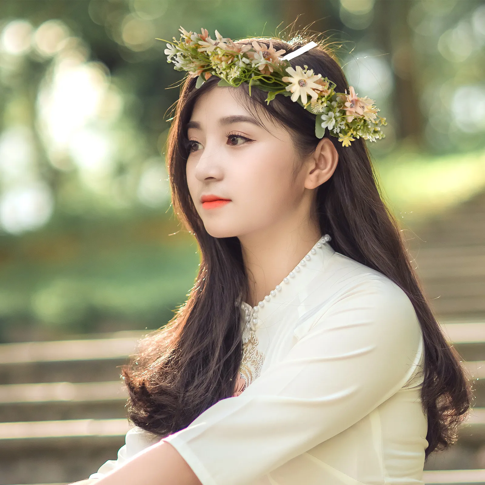 

1Pcs Garland Headband Women Simulation Wreath Headpiece Durable Wedding Party Bridal Hair Ornament Decoration Garland Headband