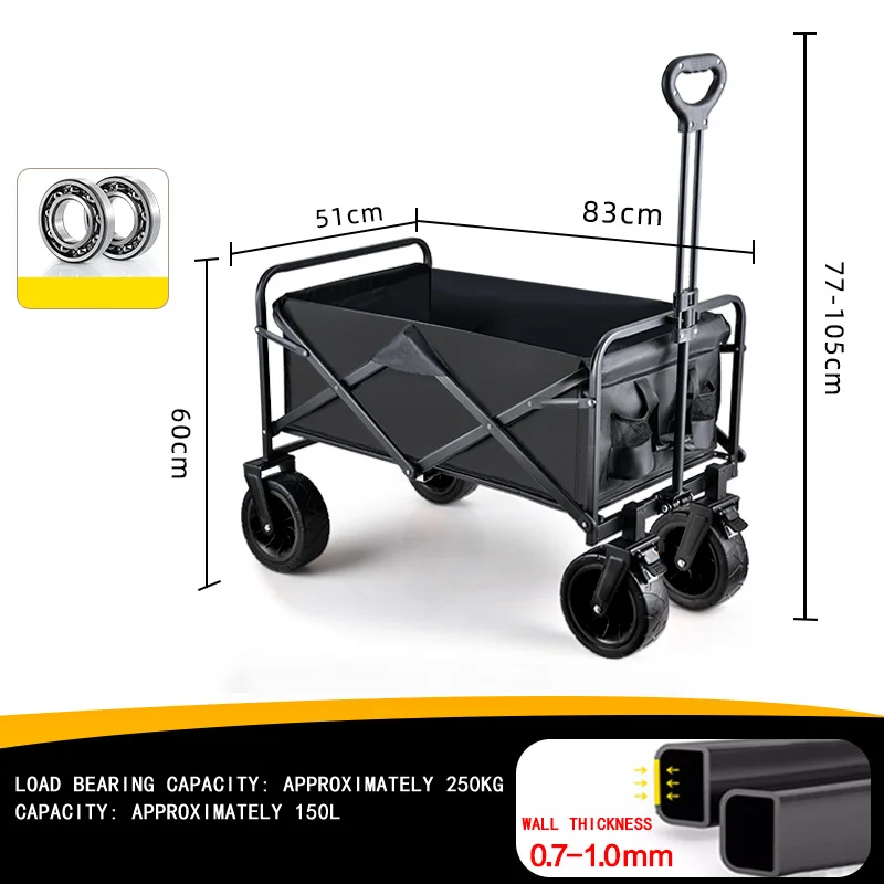 Portable Folding Trolley Cart for Outdoor Beach & Garden Camping OEM Customizable Foldable Utility Wagon with Platform Structure