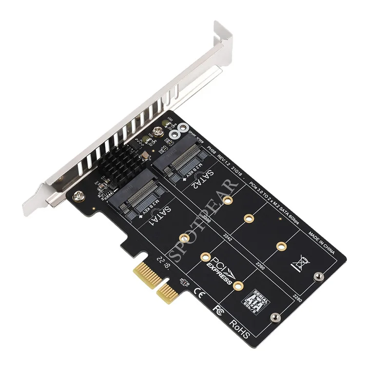 PCIe Expander dual M.2 B-key SATA to M.2 SATA module 6Gbps Support Windows / Linux