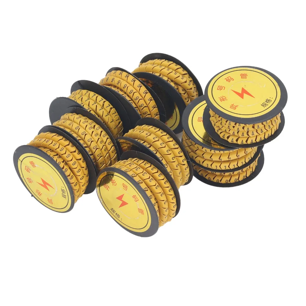 10pcs PVC Material Cable Identification Markers Non Slip Concave Number Design Wire Number Tubes Clear Markings PVC Wire Markers