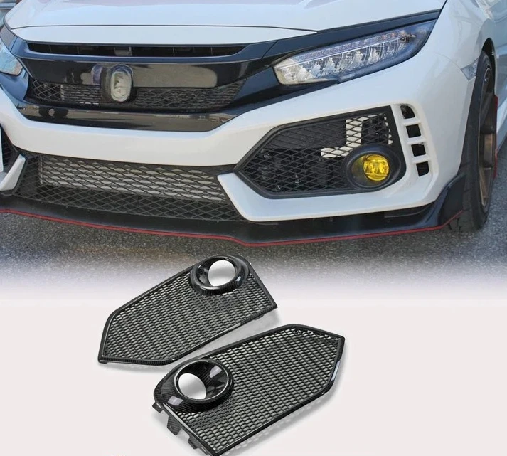 Compatible with Honda Civic FK8 Type R Carbon Fiber Body Kit Modification Front Fog Light Frame Front Bumper Air Vent Modif