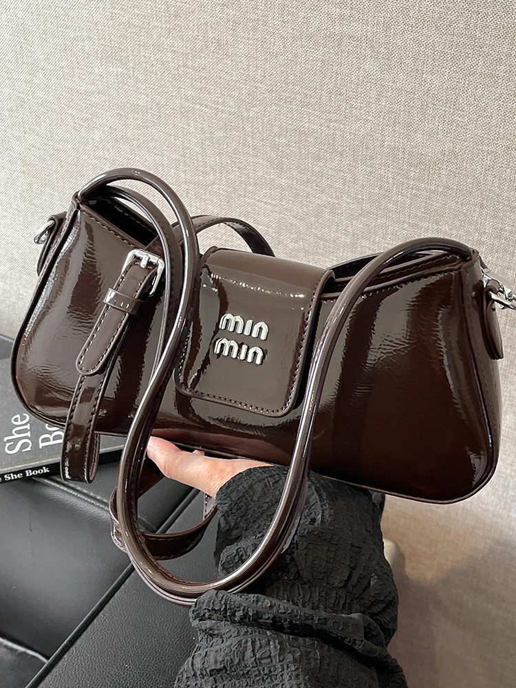 Light luxury high-end patent leather ladies shoulder bag 2025 new autumn and winter all-match one-shoulder underarm handbag