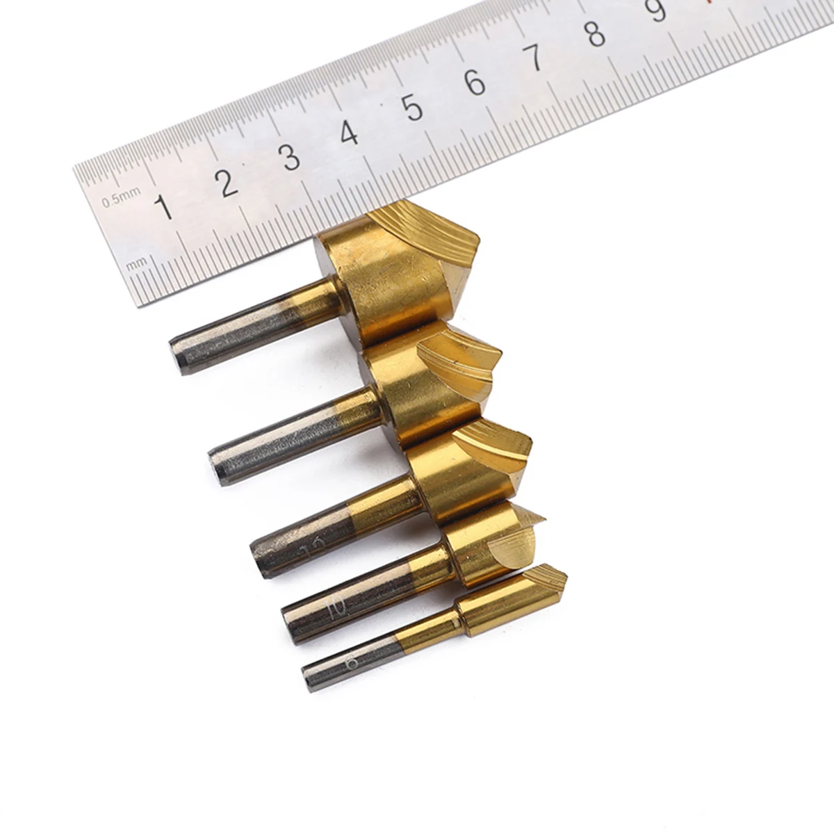 

5 pcs Countersink Drill Bit Deburring Tool Chamfering 6mm 10mm 13mm 16mm 19mm High Carbon Steel Cobalt Hardness Corrosion
