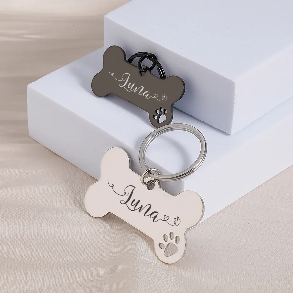 Mirror Name Plate Personalized Dog ID Tag  Anti-Lost Pet Collar Pendant Free Engraving Customized Cat Kitten ID Tag Accessories