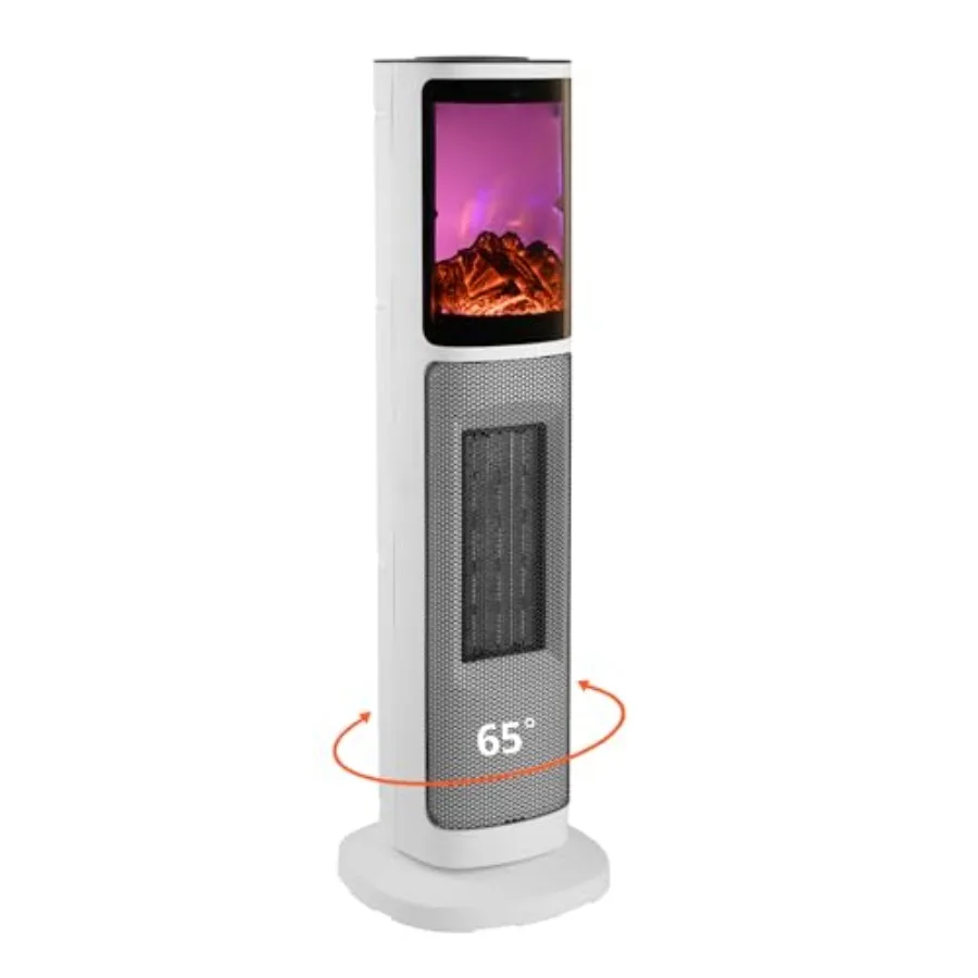 

750W/1500W Ceramic Tower Space Heater with 3D Flame Electric Heater with 65° Oscillation Adjustable Thermostat and Remote Contr
