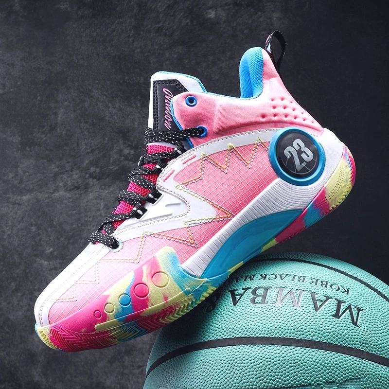 

2025 New Women and Men Basketball Shoes Non Slip Fashion Basketball Sneakers Basketball Training Shoes High Top Outdoor Sneakers
