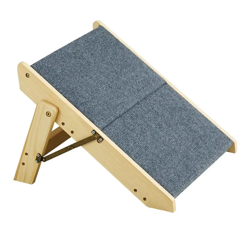Foldable Wooden Dog Stairs 2 Step Non Slip Surface Minimalist Design Indoor Use Pet Ramp