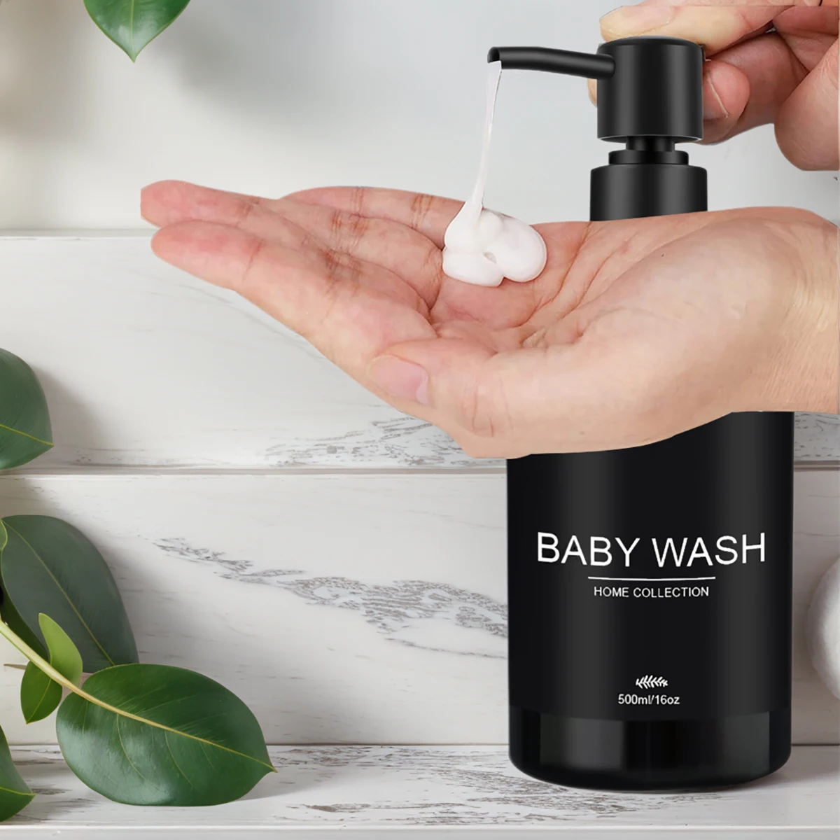 3pcs Bathroom Refillable Empty Shampoo Conditioner and Body Wash Soap Bottle, Black/White Home Decor Shampoo Dispenser view 3