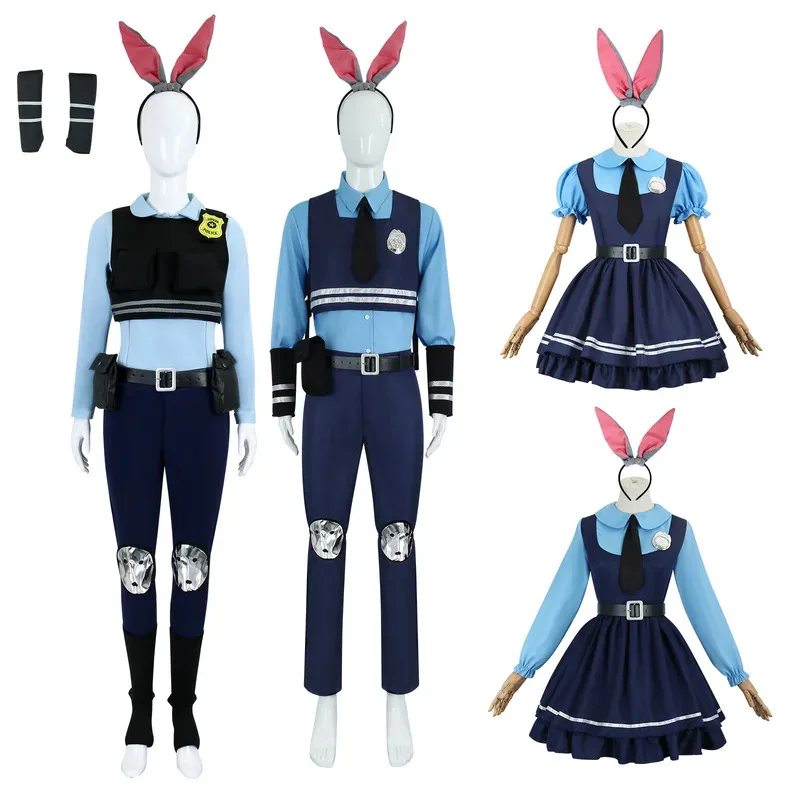 

Crazy Animal Judy Hopps Halloween Cosplay Costume for City Rabbit Police Officer Zoo Costume Fancy Dress Up Child Adult Gifts