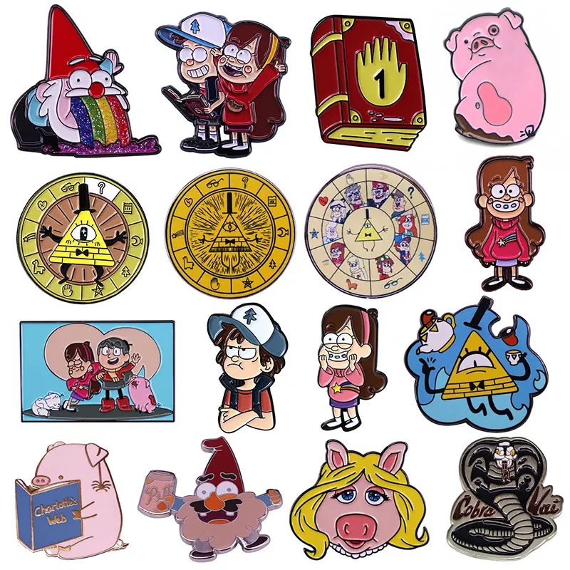 Adventure Animation Gravity Falls Enamel Pins Disney Anime Metal Brooch Badge Fashion Jewellery Backpack Accessory Gifts