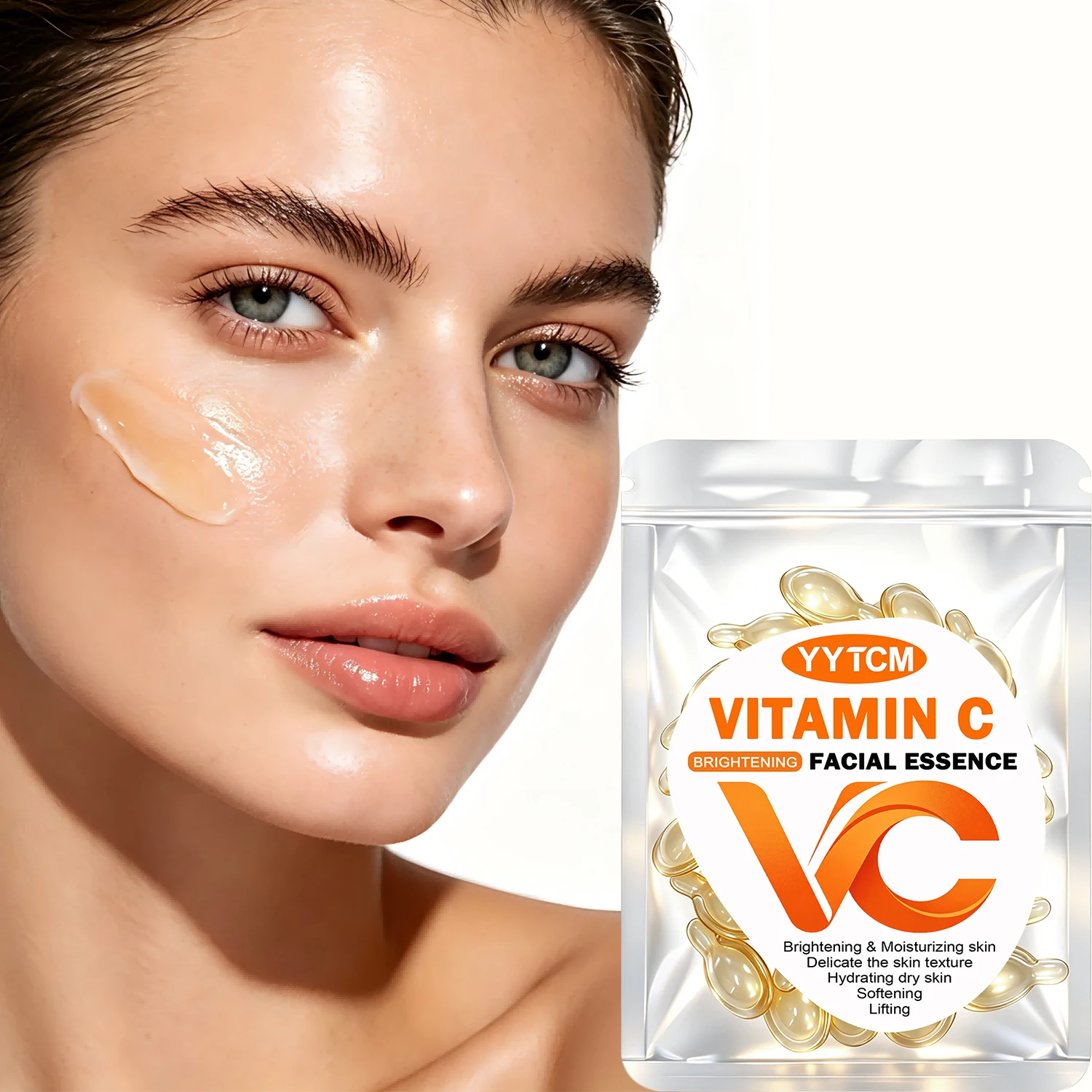 Sérum Facial de Vitamina C, Hidratante e Iluminador, Firmador da Pele, Contém Vitamina E, Retinol, Ácido Hialurônico, Sérum para Cuidados com a Pele F
