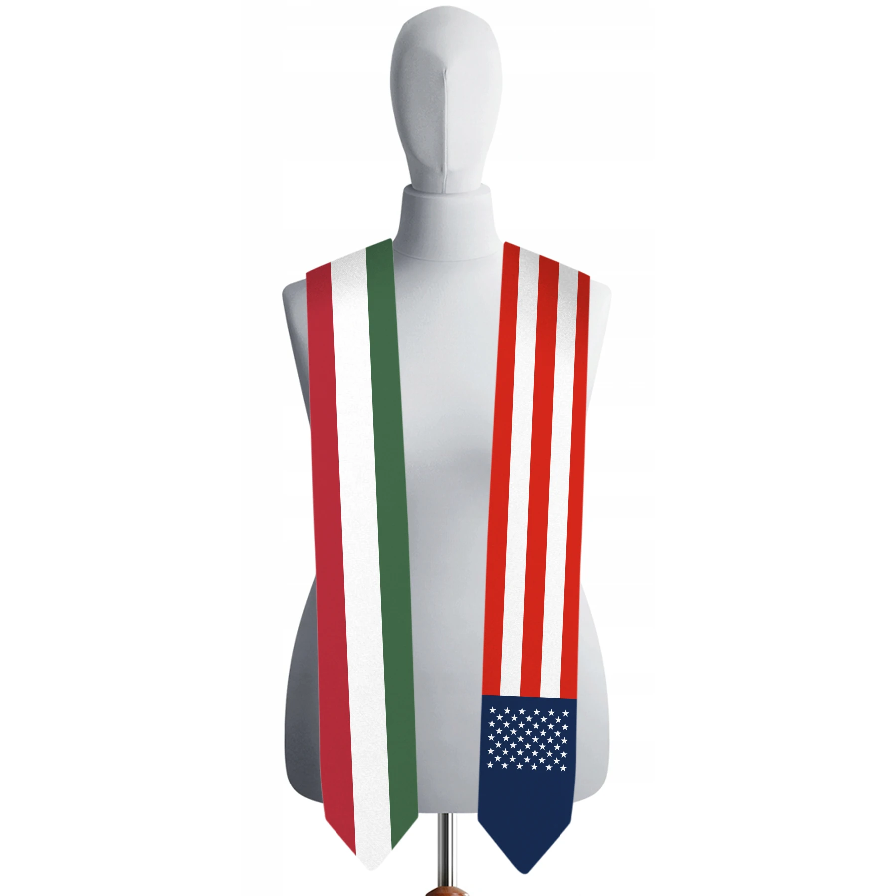 13x180cm USA And Hungary Flag Graduation Sash Bachelor Gown Accessory Graduation Sash Scarf