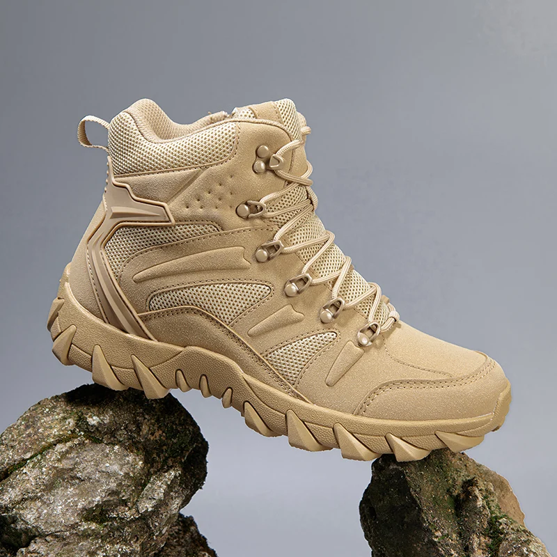 Mens Outdoor Hiking Boots Desert Combat Tactical Boots Male Winter Shoes Men Desert Ankle Boots Work Safety Shoes Big Size 39-46