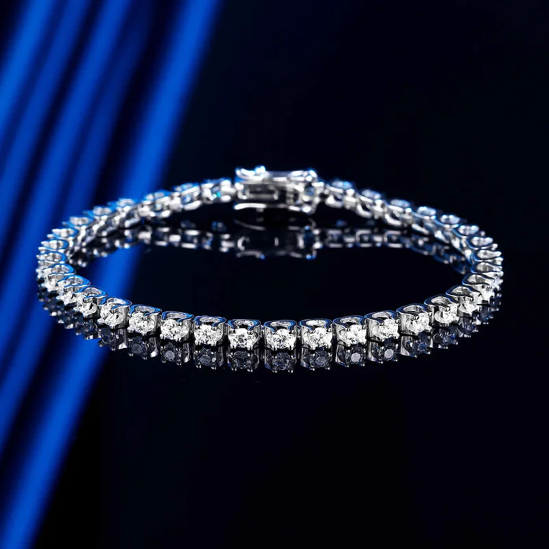 

Luxury Solid Platinum PT950 2.5mm horn moissanite diamond bracelet women's ins niche diamond tennis bracelet
