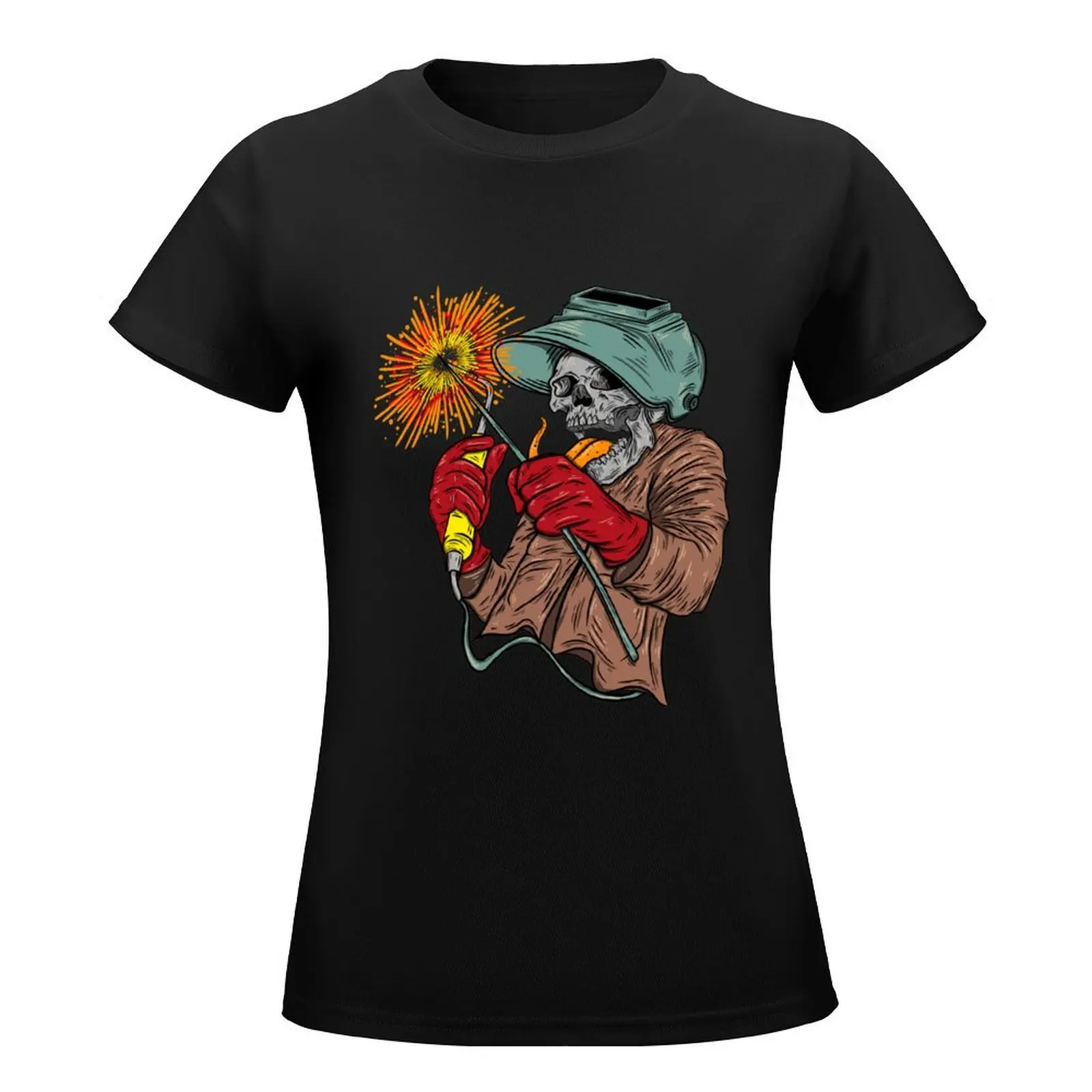 Welder Skull T-Shirt tees Aesthetic clothing plus size tops Female clothing Woman clothes