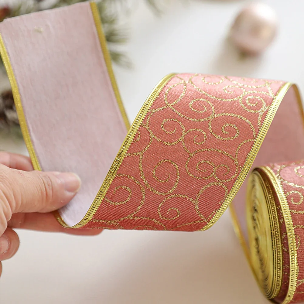 

Christmas Decoration Ribbon Bow Making Ribbon Hot Stamping Ribbon DIY Christmas Presents Packing Tie Decoration Printed Ribbon