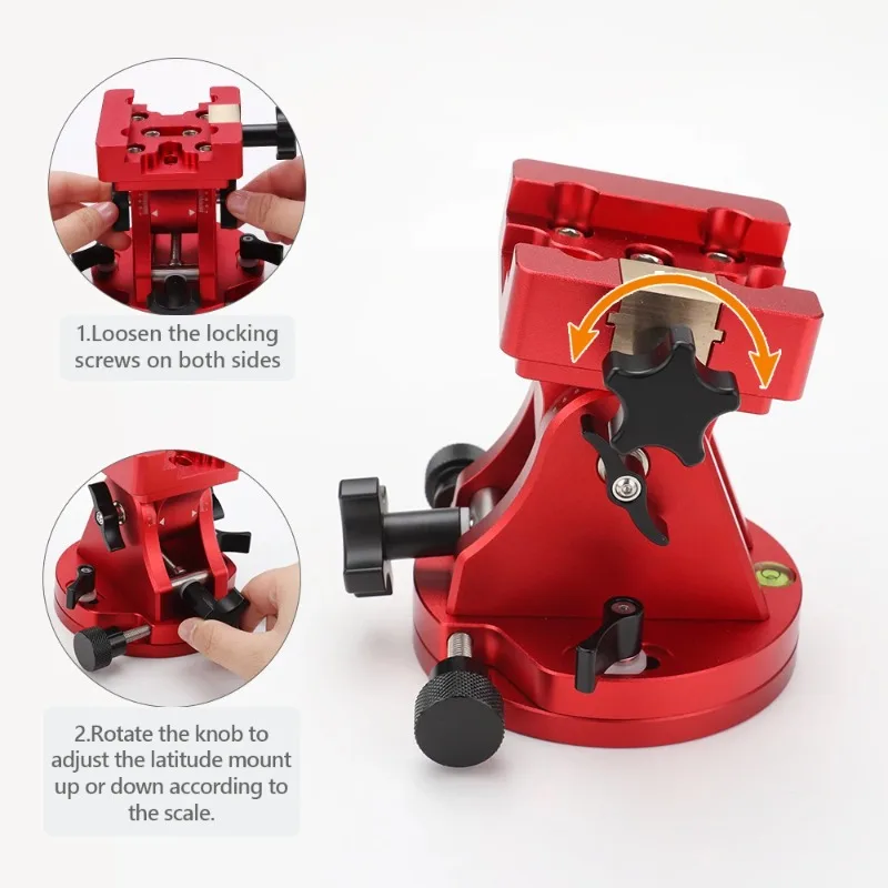 Equatorial Mount Base with Dovetail Slot 39kg High Load Capacity Latitude Adjustment Anti-Detachment Design for Astronomical Use