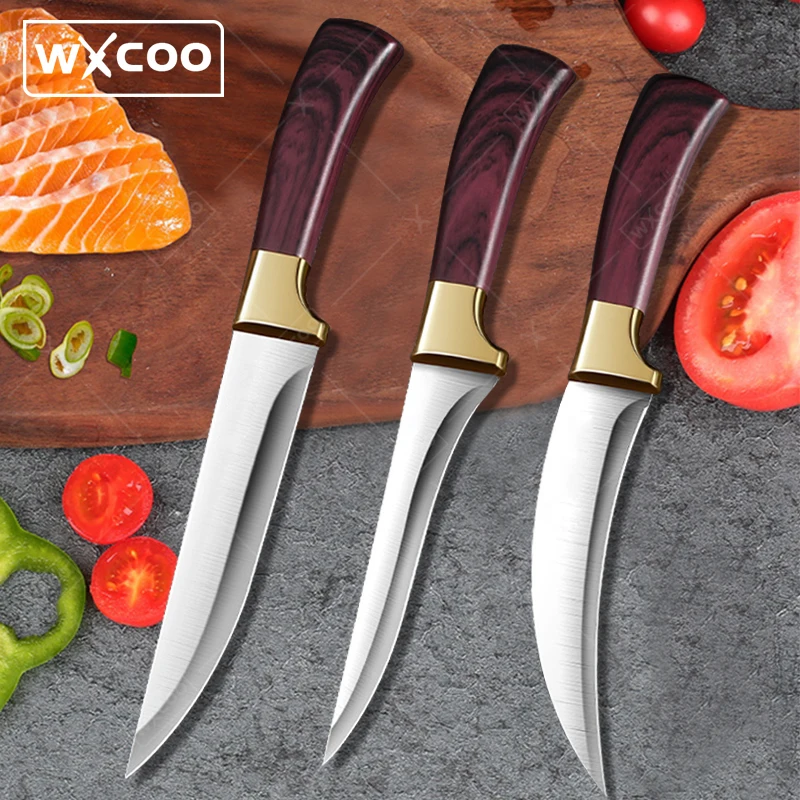 WXCOO Professional Japanese Knife Cutting Knives Boning Knife Slaughter Stainless Steel Fish Butcher Meat Knife Plastic Handle