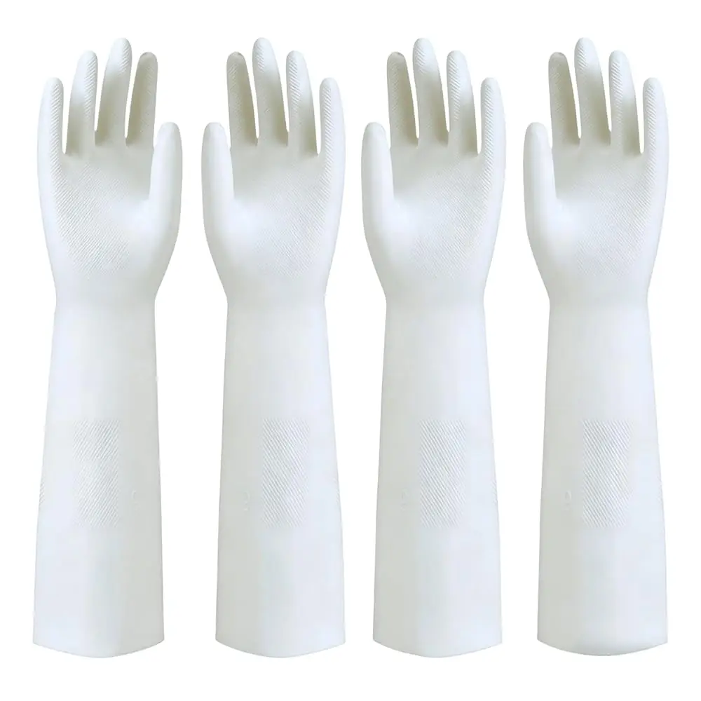 

Free Shipping White Nitrile Rubber Gloves Large, Long Sleeve Thickened Reusable,18inch Household Cleaning, Dishwashing, Cooking