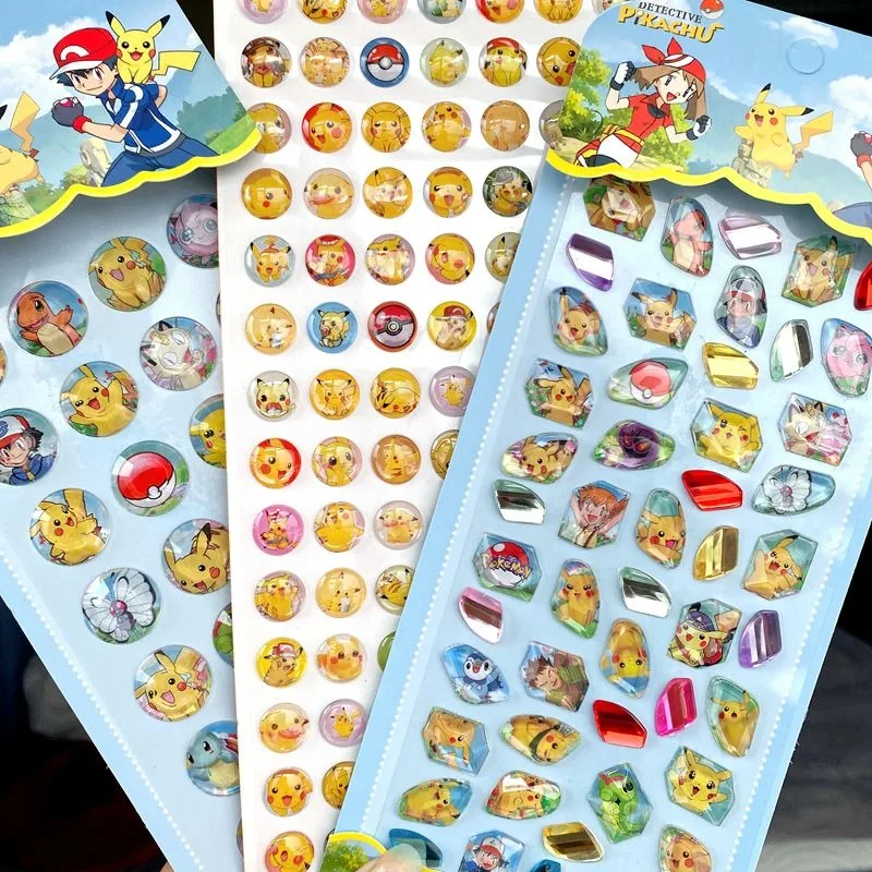 

New Pokémon Crystal Sticker Cute Creativity Three-dimensional Diamond Sticker New Diy Phone Case Waterproof Adhesive Stickers