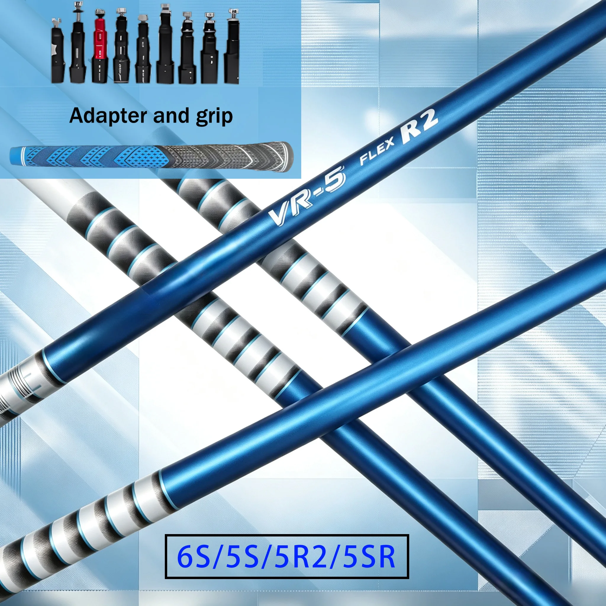 Vr Series Carbon Golf Shafts, 45inch Standard Driver Shafts, 5S/5R2/5Sr/6S Multiple Hardnesses, Optimized Trajectory to Improve Distance and Control, Includes Adapter and Blue Non-Slip Grip