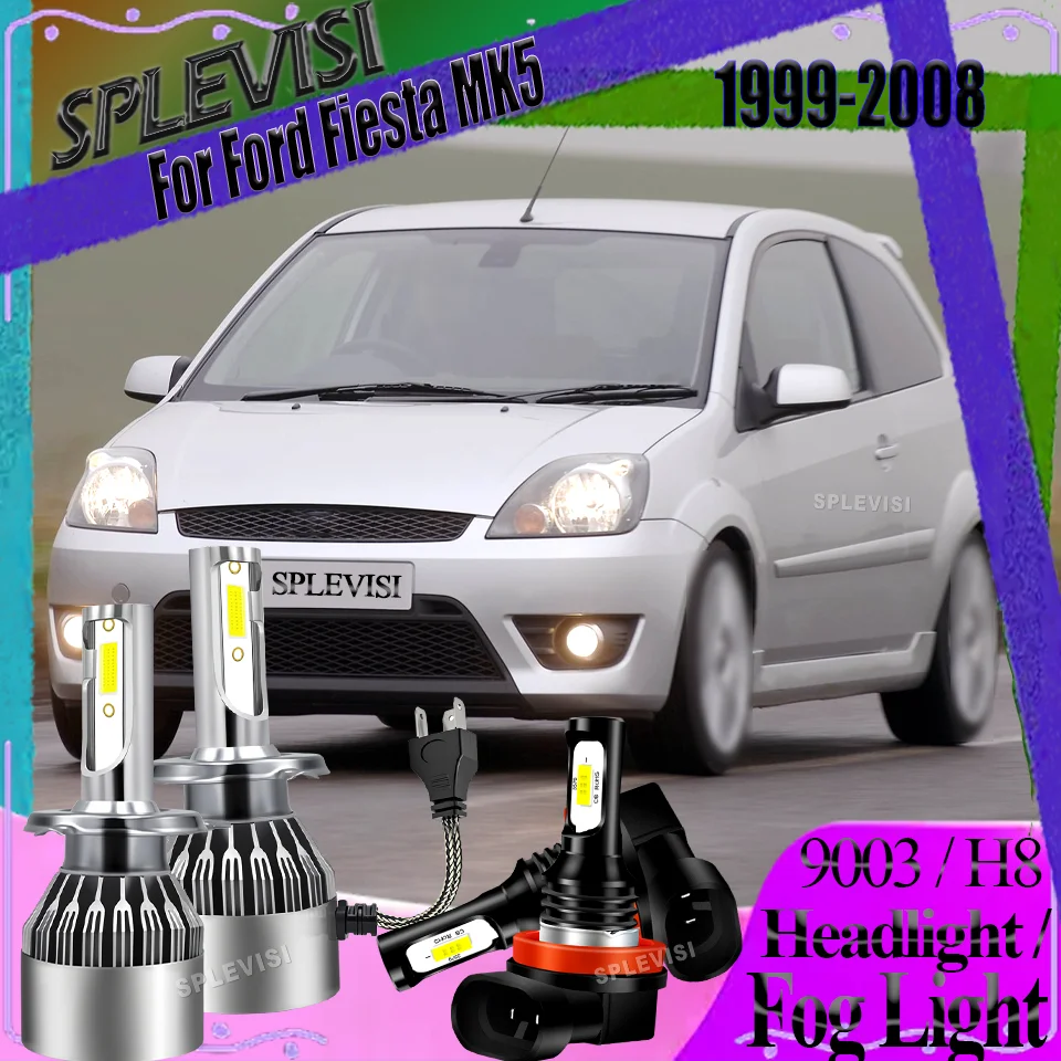 H4 h11 led farol de carro, farol de neblina seguro para condução noturna 6000k para ford fiesta mk5 1999 2000 2001 2002 2003 2004 2005 2006 2007 2008