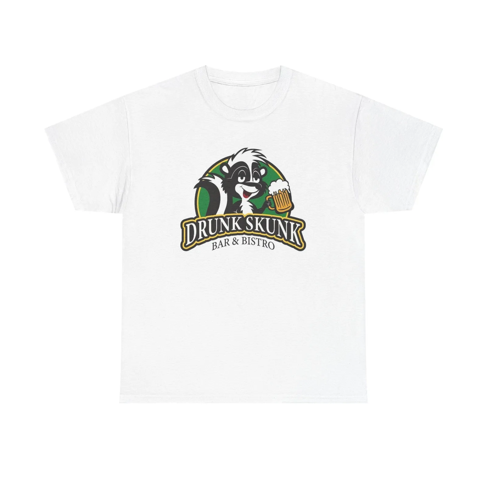 Drunk Skunk Bar Graphic T Shirt Vintage Beers Unisex Heavy Cotton Tee
