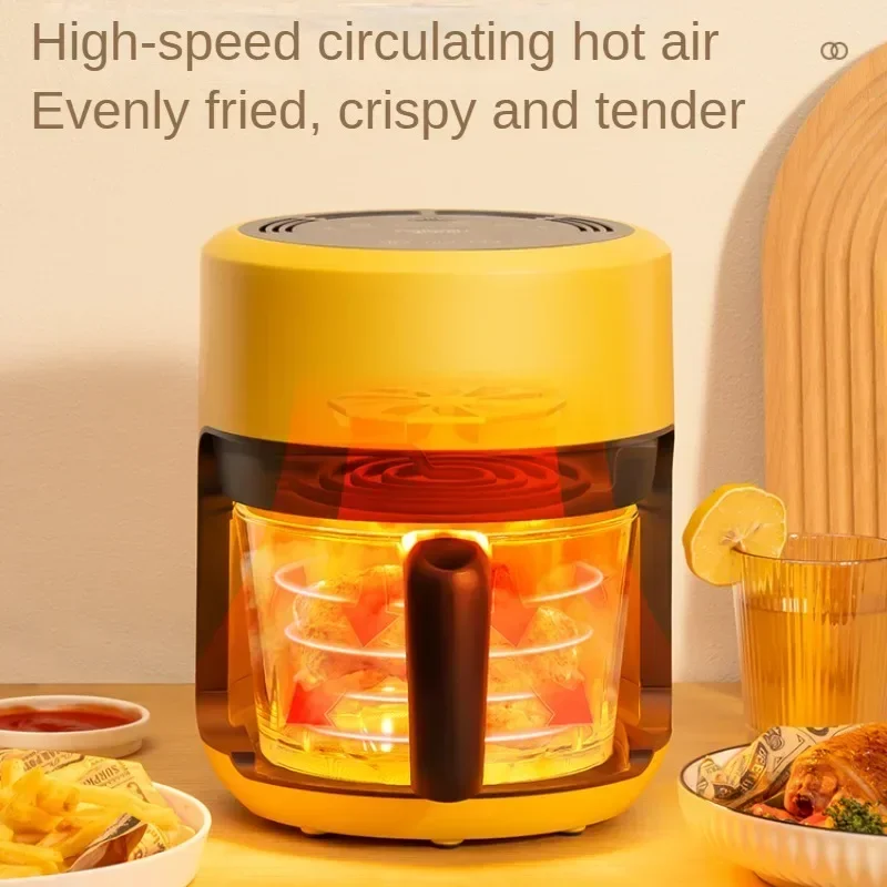 หลอดแก้วหม้อทอด Air fryer ใสขนาดเล็กสำหรับใช้ในบ้านอุปกรณ์ในครัว, เตาอบหม้อทอดไร้น้ำมันขนาดเล็ก