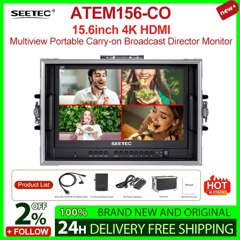 SEETEC ATEM156-CO 15.6 4K HDMI Multiview Portable Carry-on Live Streaming Broadcast Director Monitor for ATEM Mini Mixer Pro