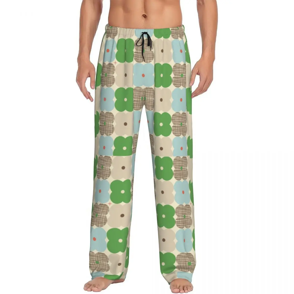 Custom Orla Kiely Scandinavian Floral Pajama Pants Men's Sleepwear Lounge Sleep Bottoms Stretch with Pockets