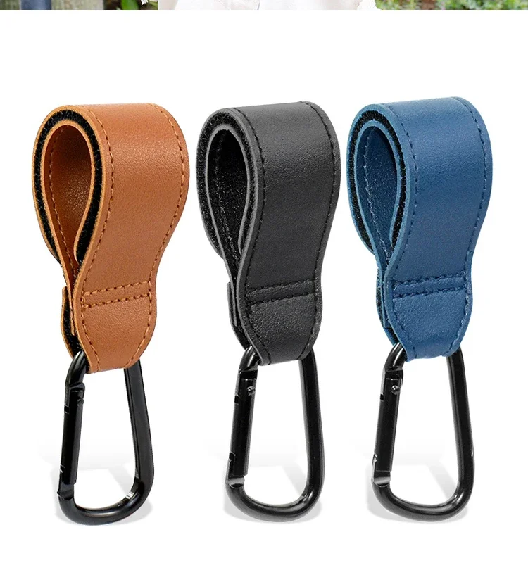 1/2 Stück Kinderwagen-Haken – PU-Leder-Organizer für Wickeltaschen und Reisezubehör mit Karabinerhaken – Detail 4