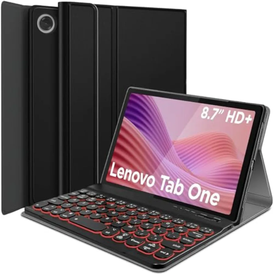 

Чехол-клавиатура с подсветкой для планшета Lenovo Tab One TB305FU 8.7 2025, 7 цветов подсветки, съемная беспроводная клавиатура с покрытием из искусственной кожи