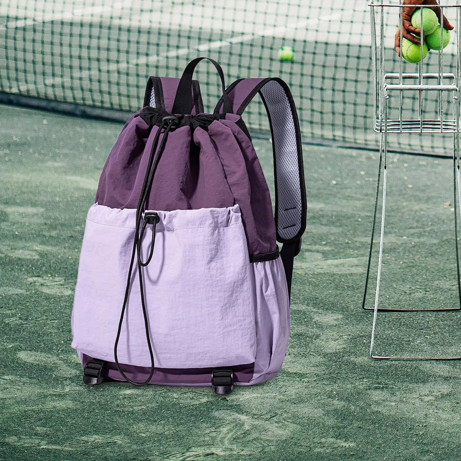 

Drawstring Backpack Badminton Backpack with Drawstring Closure Tennis Racket Bag