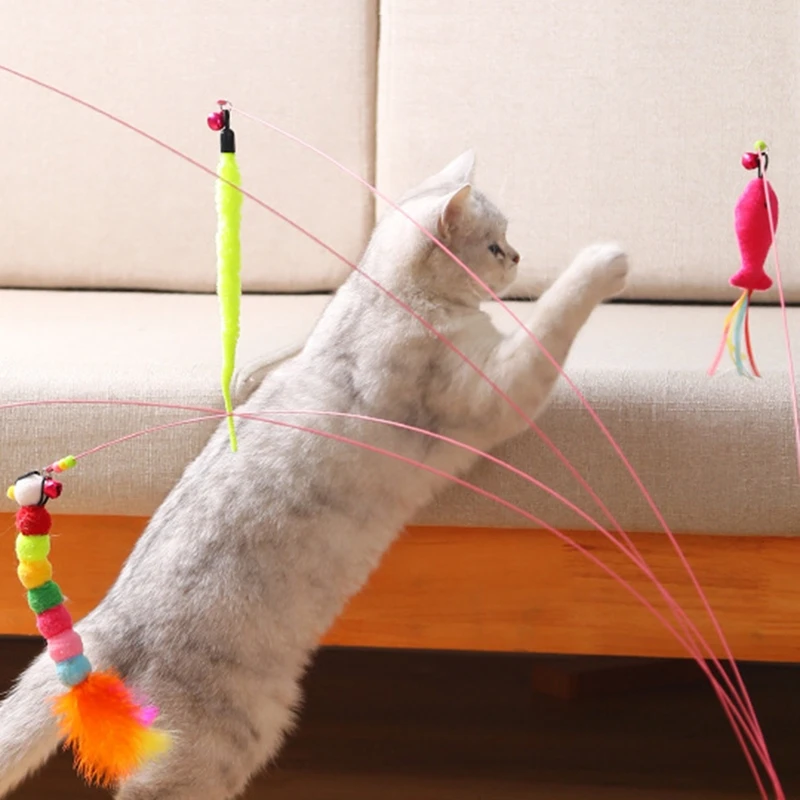 for Cat Feather Toy 90cm Wand Teaser with Interactive Catcher Teaser