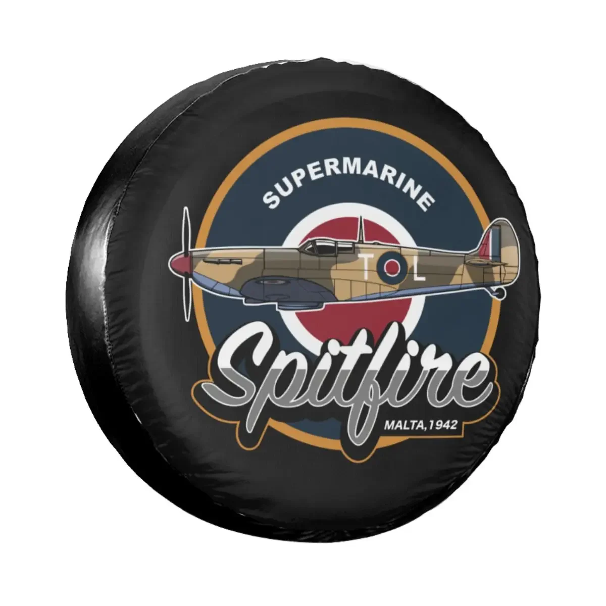 Supermarine Spitfire Malta Spare Tire Cover for Jeep Grand Cherokee Trailer RV SUV Truck Camper Travel Plane War Pilot Aircraft