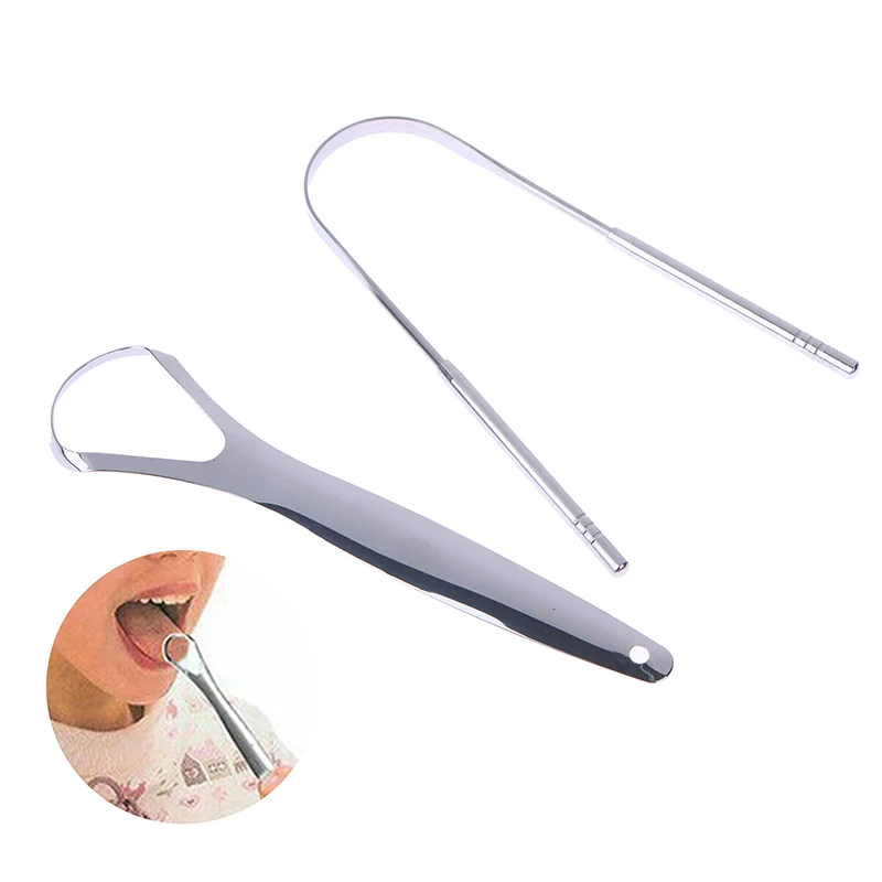 Raspador de lengua de acero inoxidable, limpiador de lengua, eliminación de mal aliento, herramientas de cuidado bucal, 2 piezas