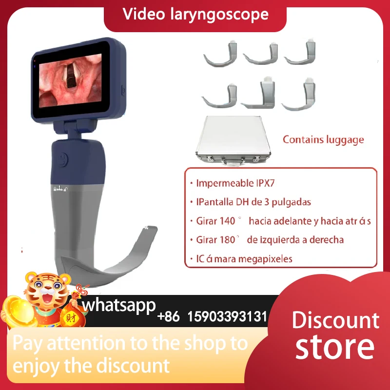 

Video Laryngoscope Reusable Sterilizable Blades color TFTLCD Digital Video Laryngoscope 6 Stainless Steel Blades Optional